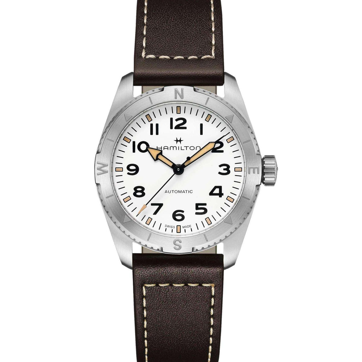 Hamilton Khaki Field Expedition Auto White Dial Leather Strap Men's Watch H70315510