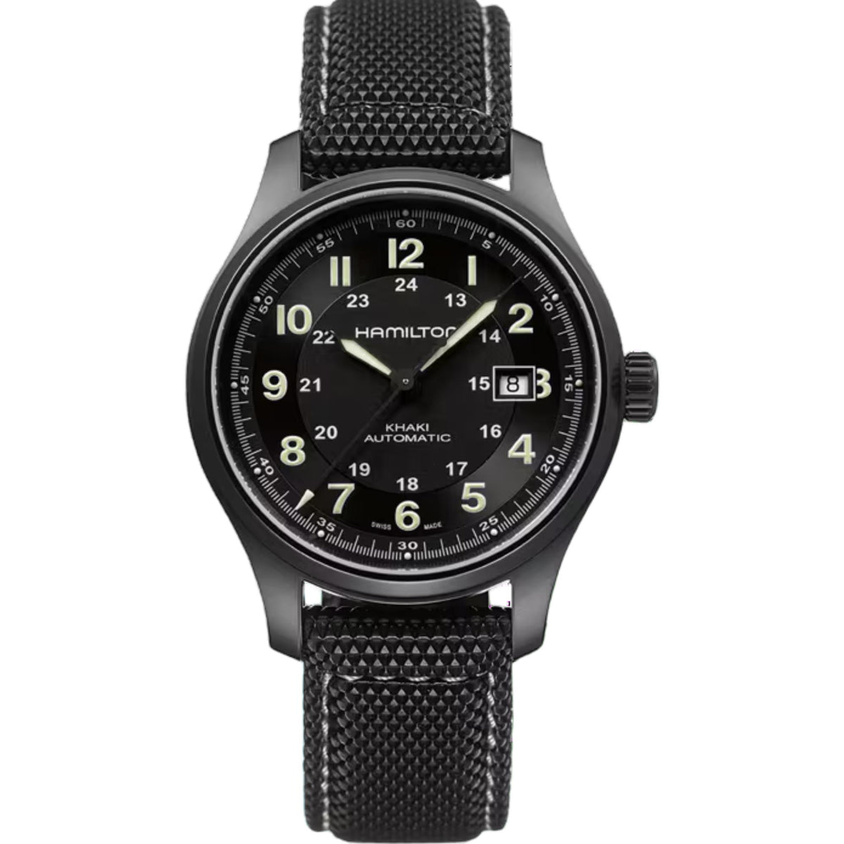 Hamilton Khaki Field 42mm Titanium Black Dial automatic watch H70575733 front view