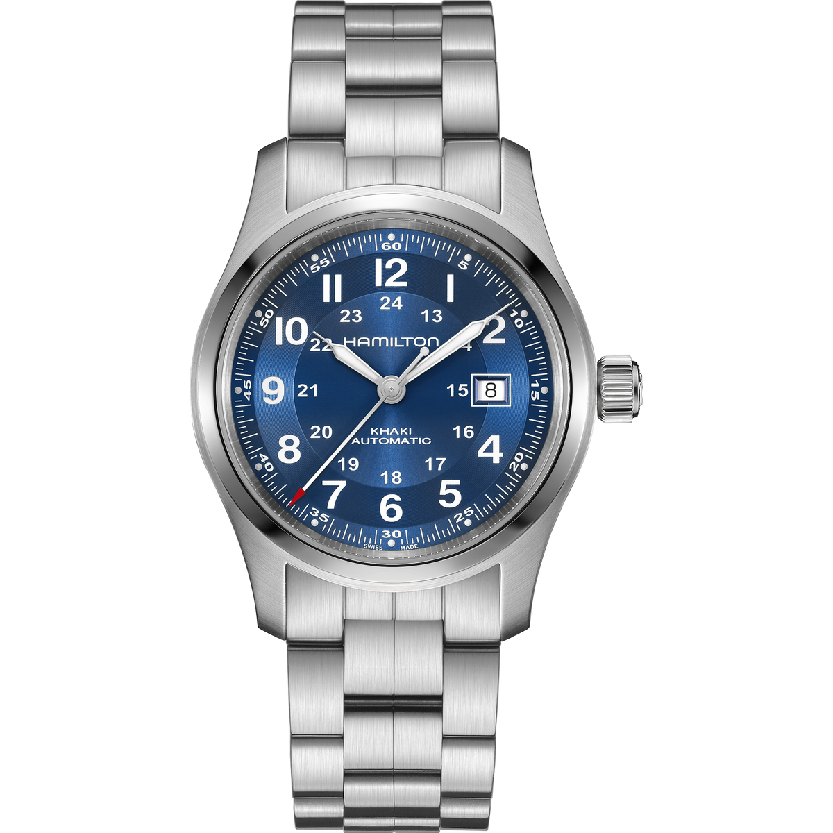 Hamilton Khaki Field 42mm Blue Dial Steel automatic watch H70605140 front view