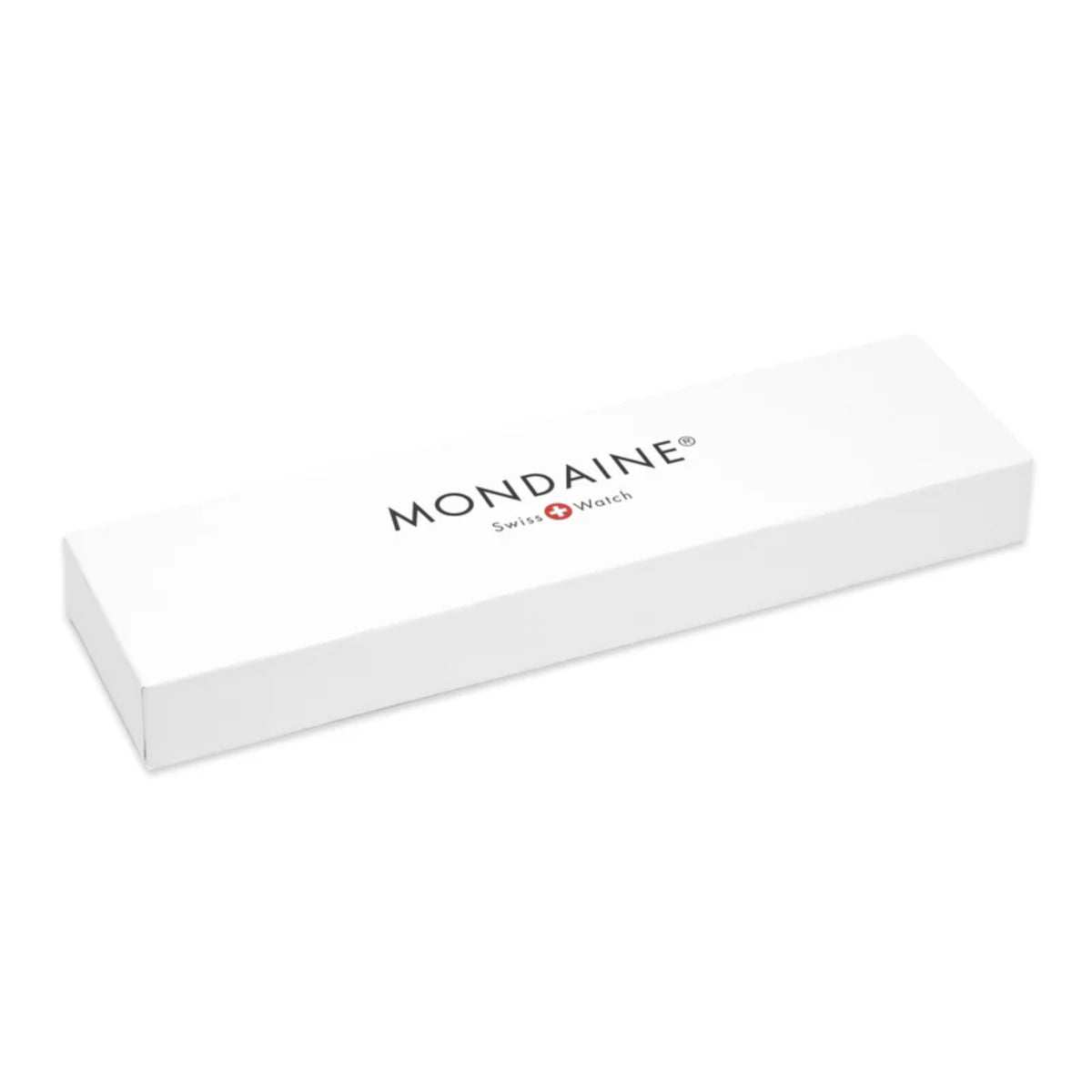 Mondaine watch presentation box, white with MONDAINE logo