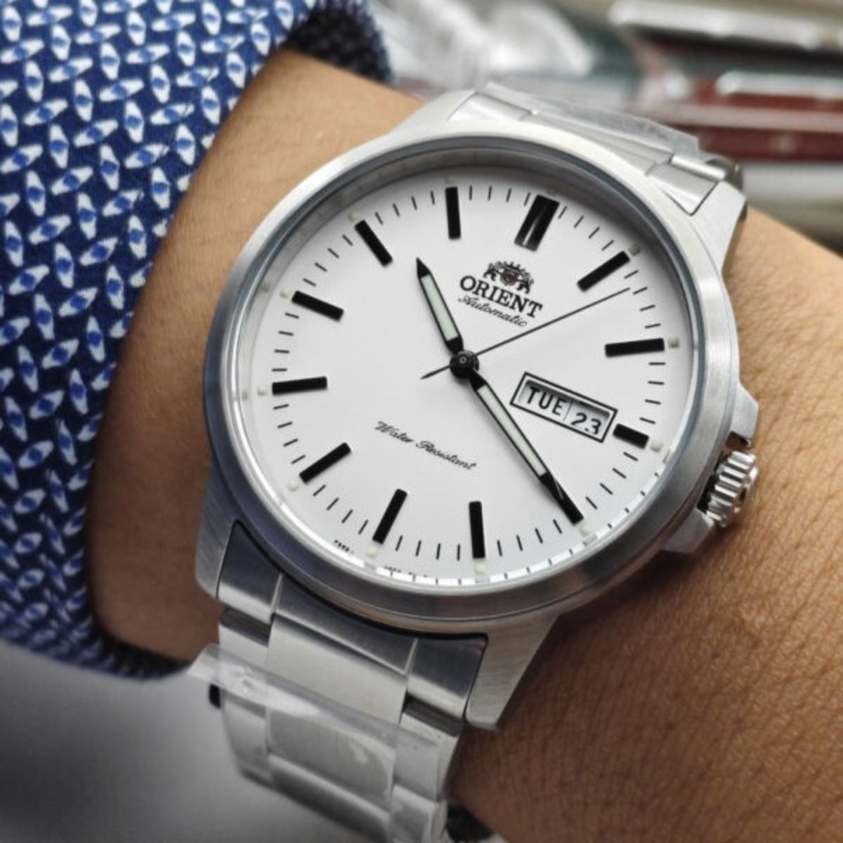 Orient RA-AA0C03S39B automatic watch worn on wrist