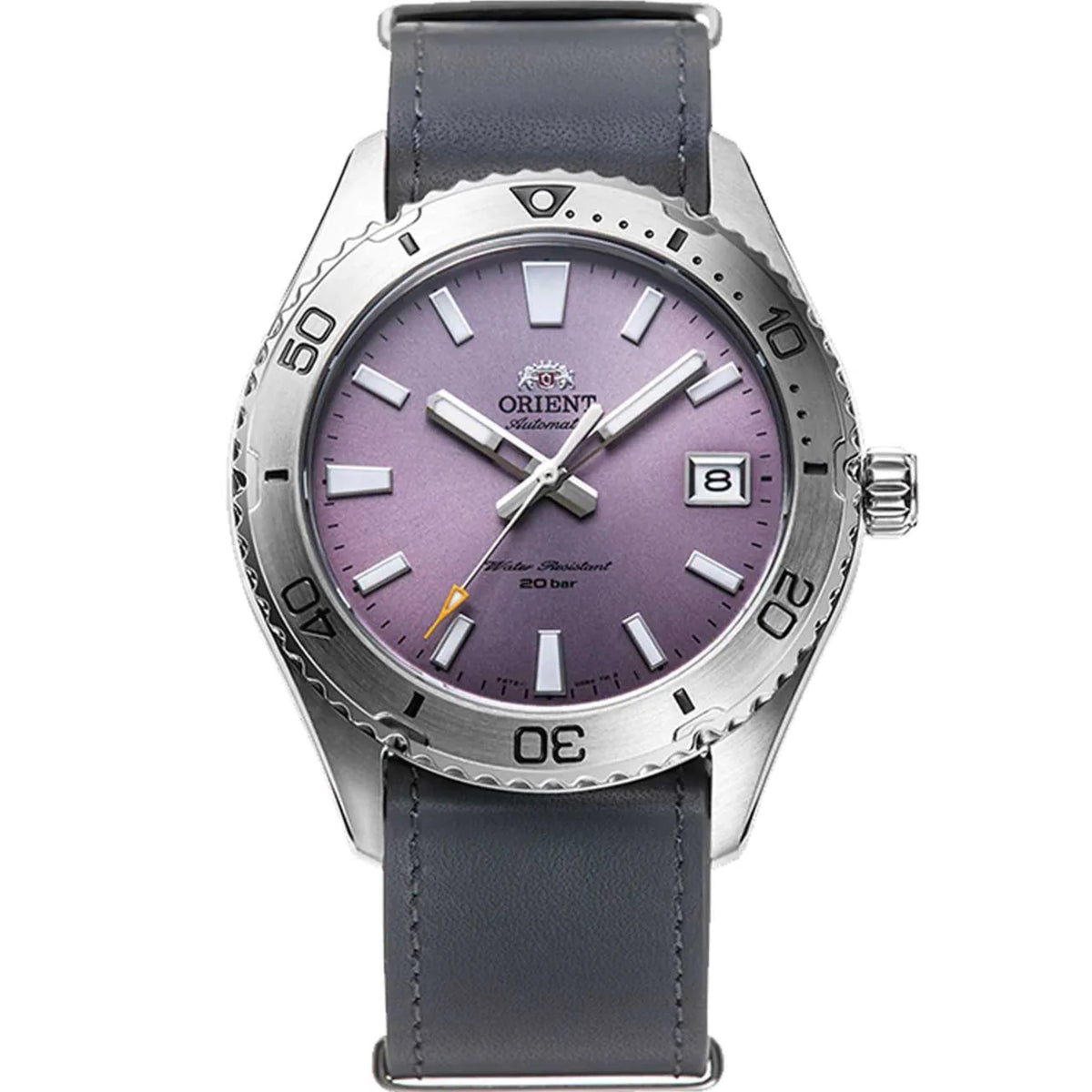 Orient Mako 40mm Lilac Dial automatic watch RA-AC0Q07V30B front view