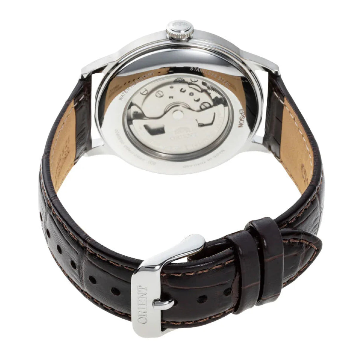 Orient Bambino RA-AK0702Y30B angled exhibition case back view