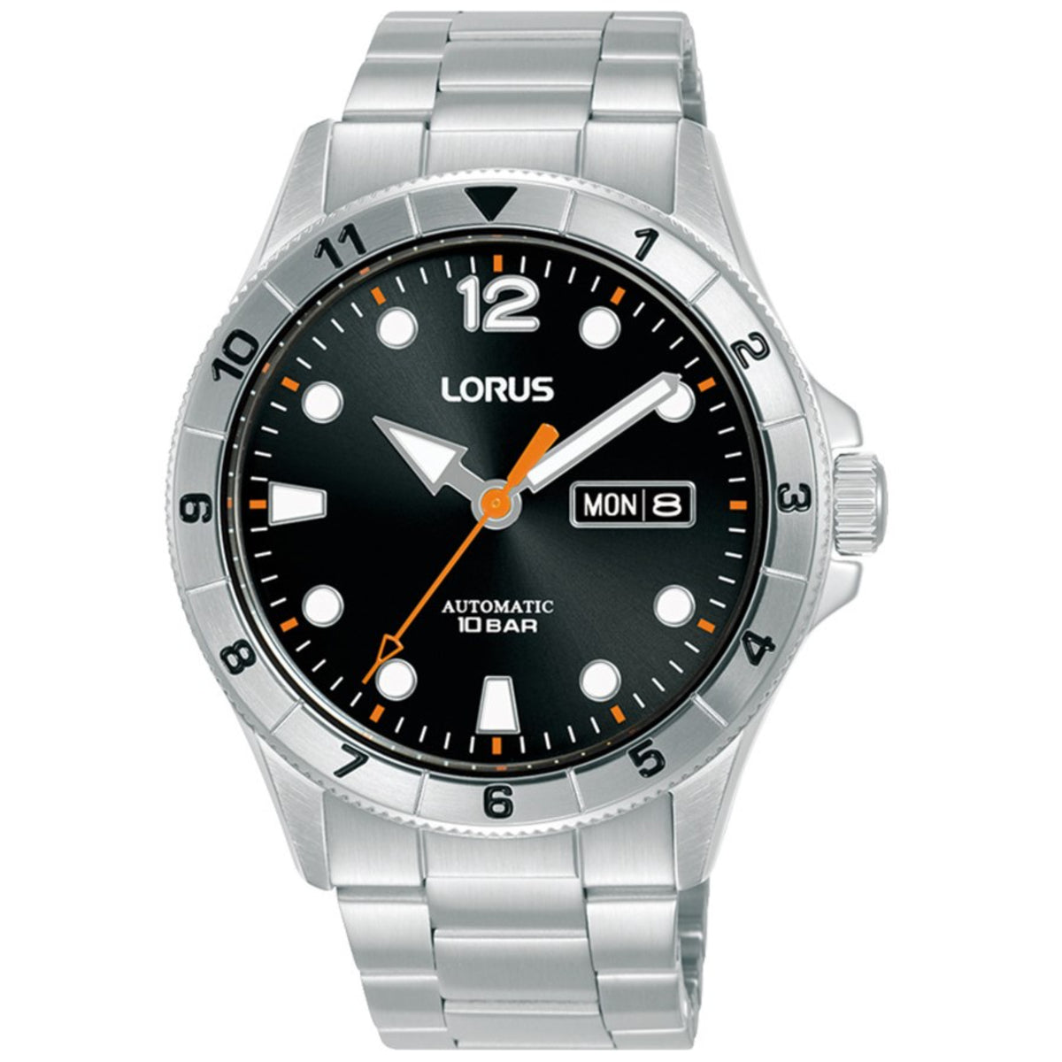 Lorus Sport Classic Black Dial Steel Strap Men's Watch RL459BX9