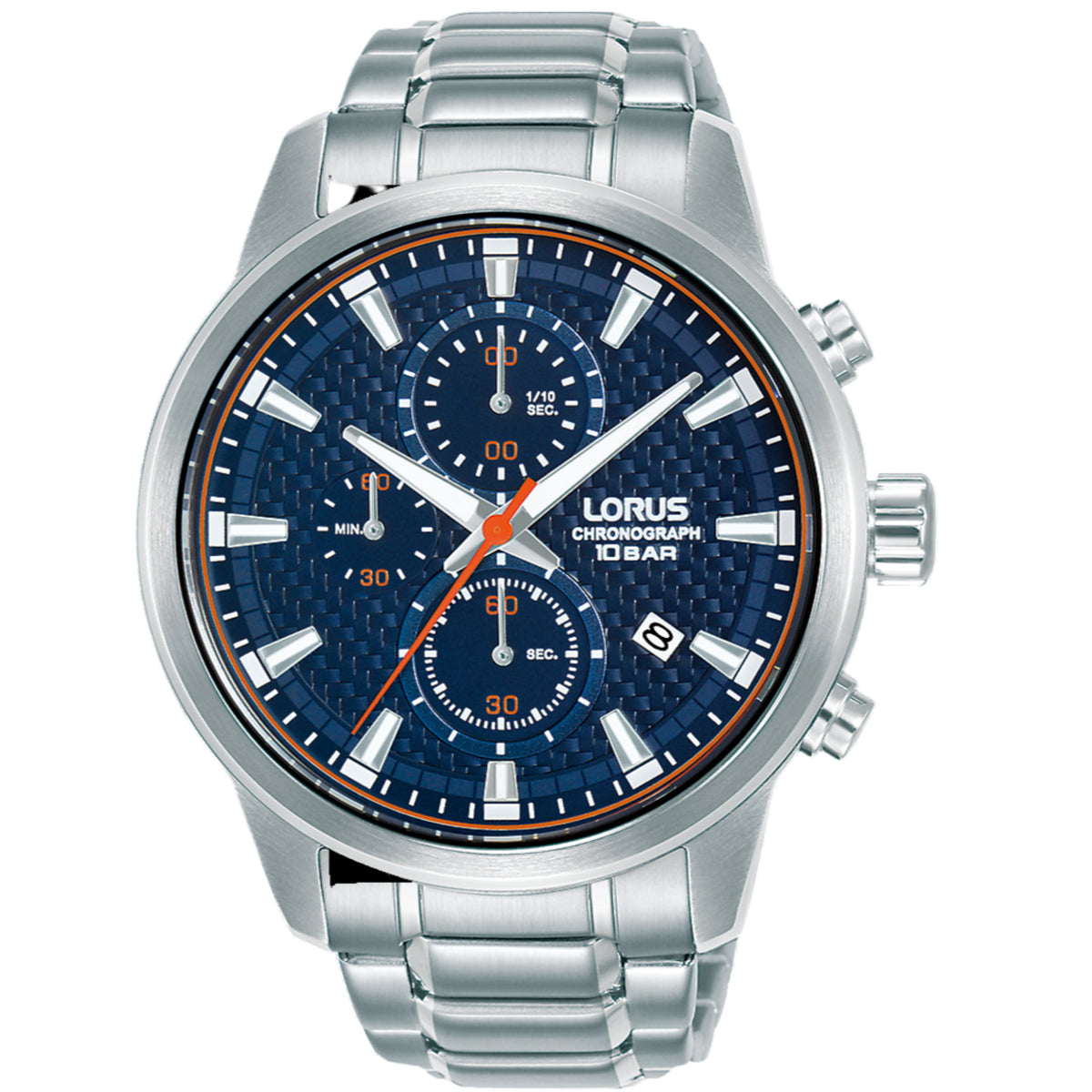 Lorus Sports Quartz Blue Dial Steel Strap Men's Watch RM329HX9
