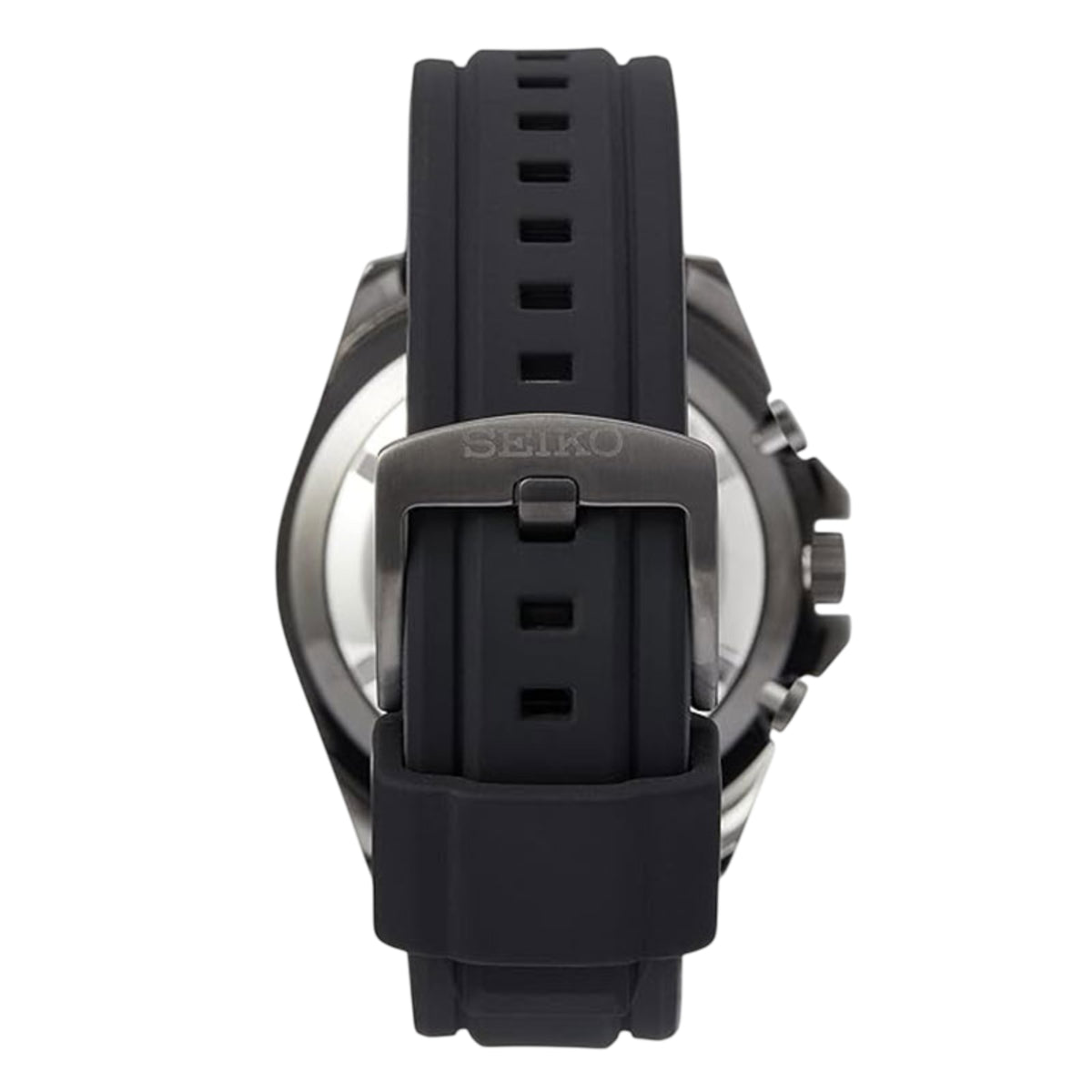 Seiko Essentials SSB349P1 black silicone strap rear view