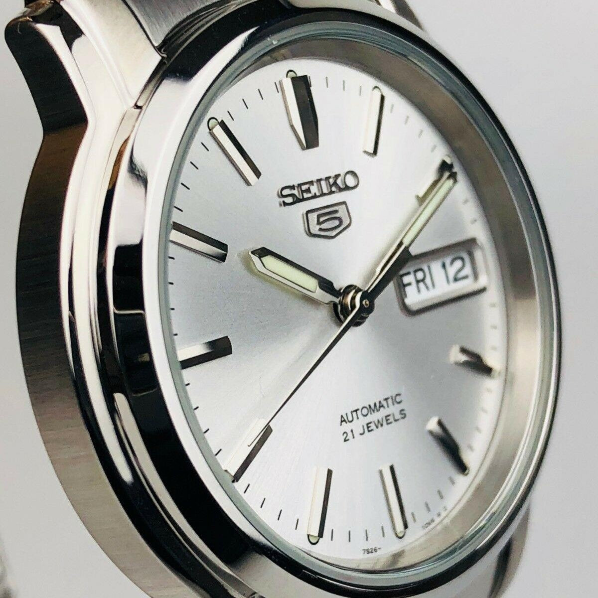 Men's automatic watch, silver dial with gold seconds hand and date window