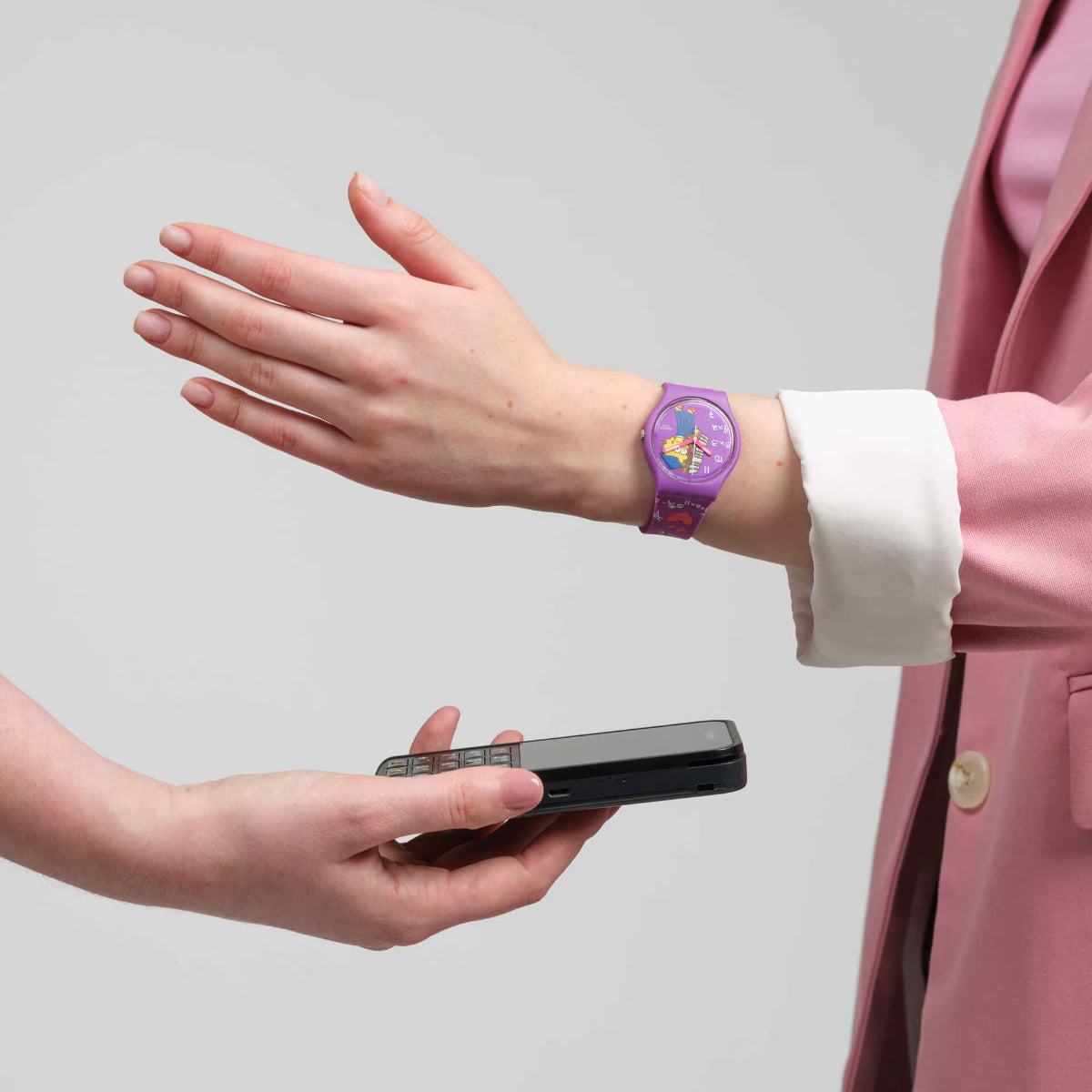 Swatch CLASS ACT PAY! Purple Dial Unisex Watch SO28Z119-5300
