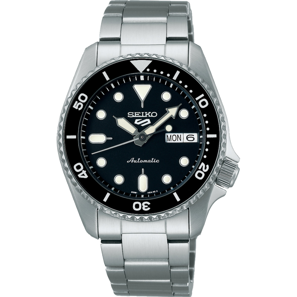 Seiko 5 Sports SKX "Midi" Black Dial Steel Bracelet Watch SRPK29K1