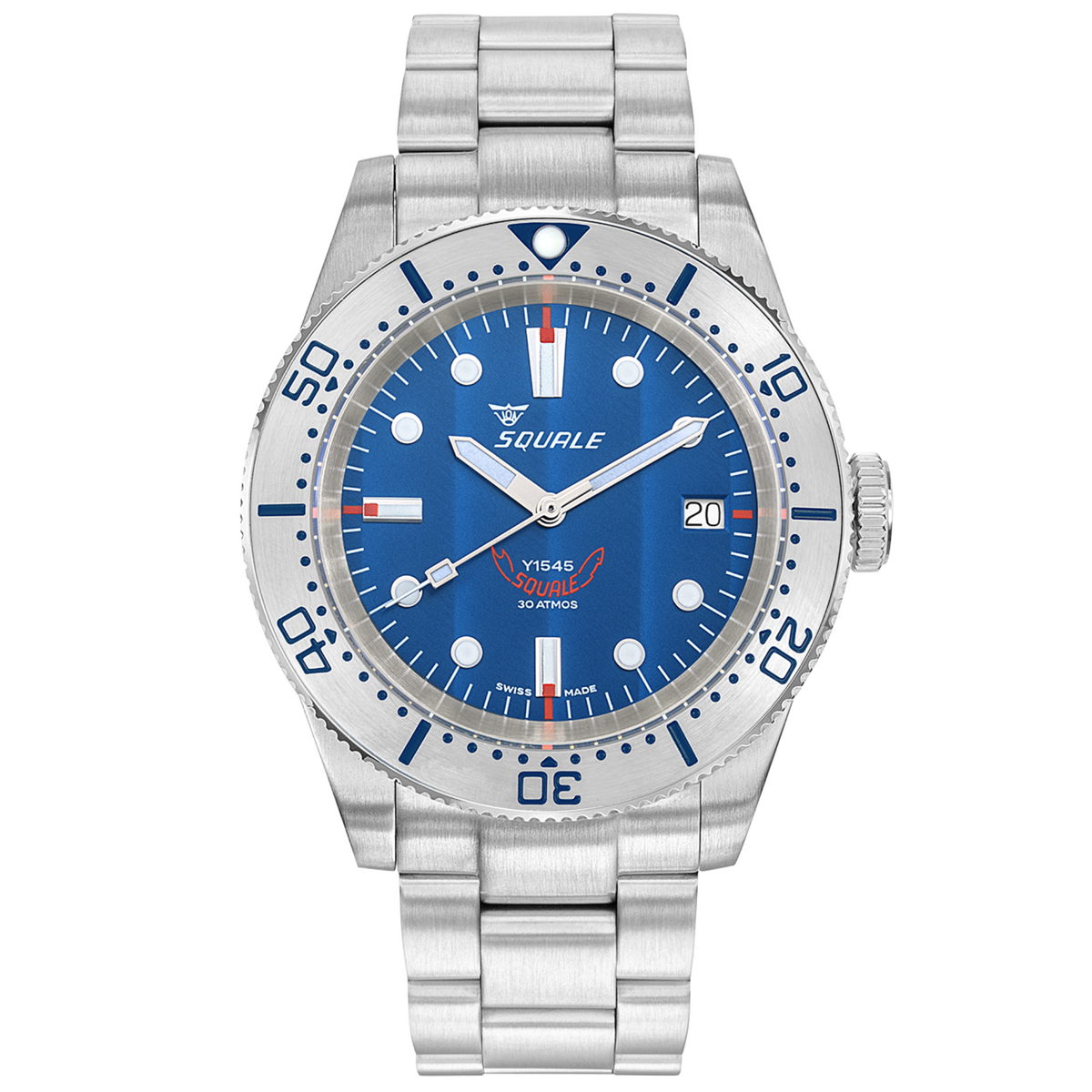 Squale 1545 40mm 1545SSBLC.AC automatic blue dial front view