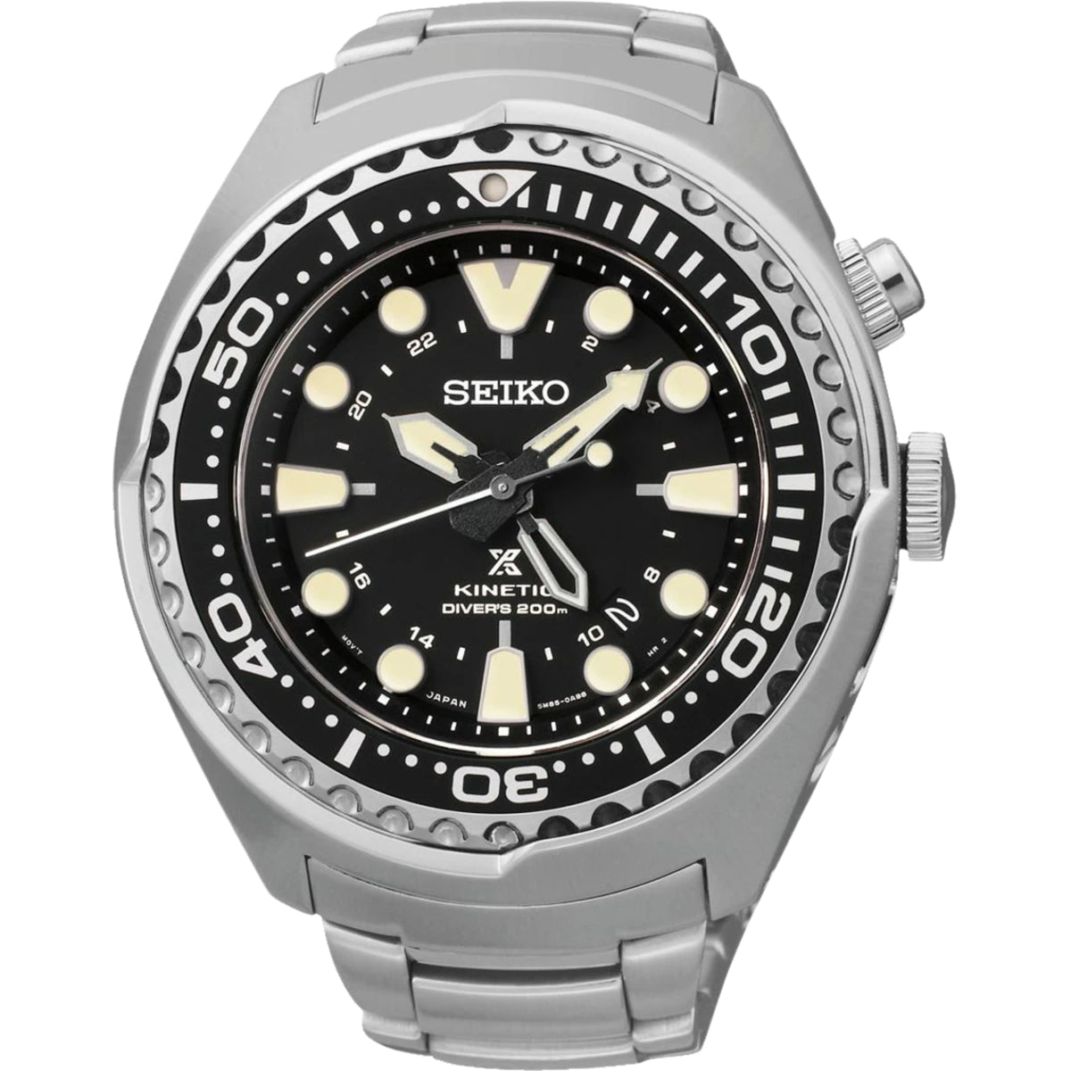 Seiko Prospex diver's watch, black dial, stainless steel case and bracelet, bezel