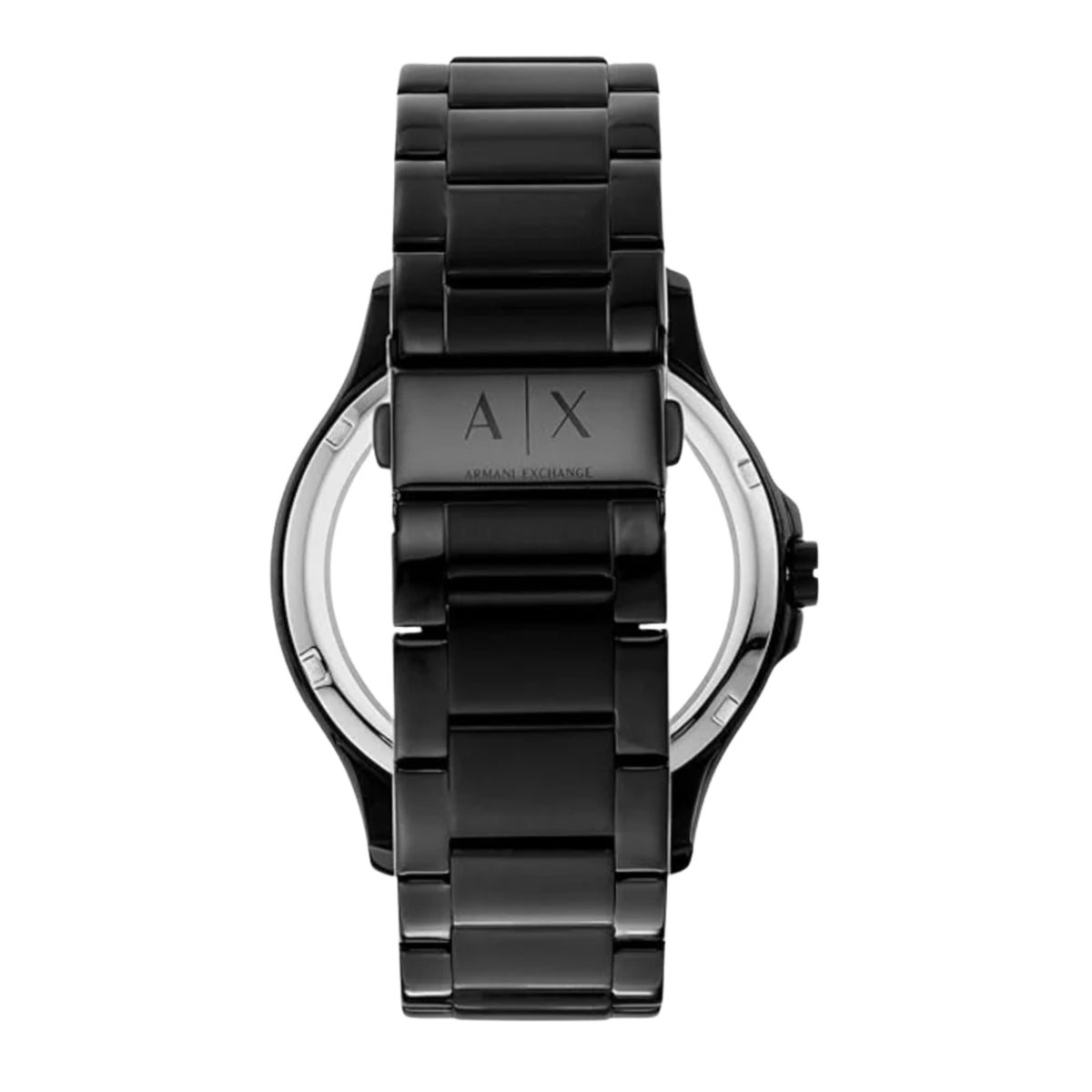 Armani Exchange Hampton AX7101 back view displaying steel bracelet clasp with engraved logo