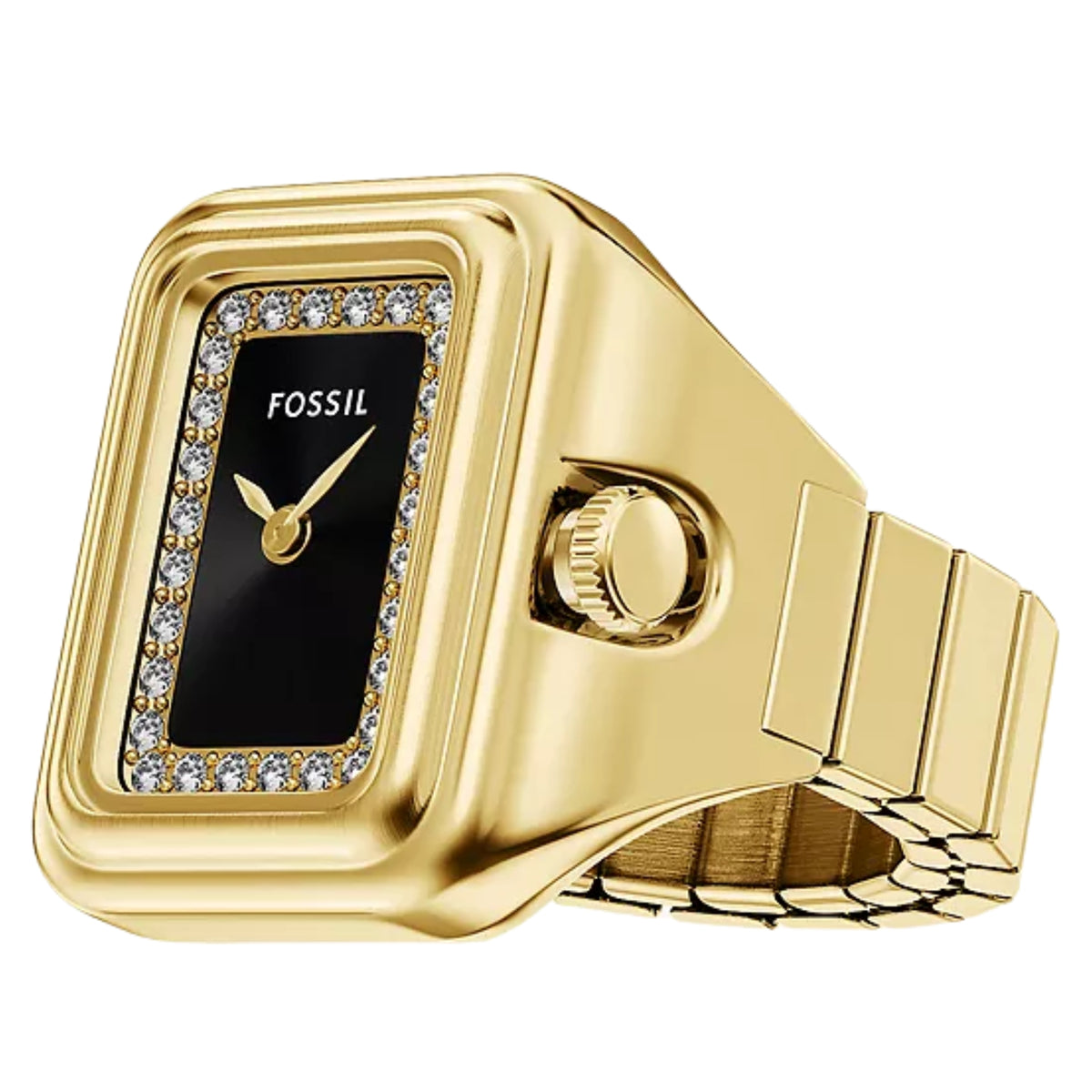 Fossil Raquel 21mm ES5447 black dial steel ladies quartz ring watch