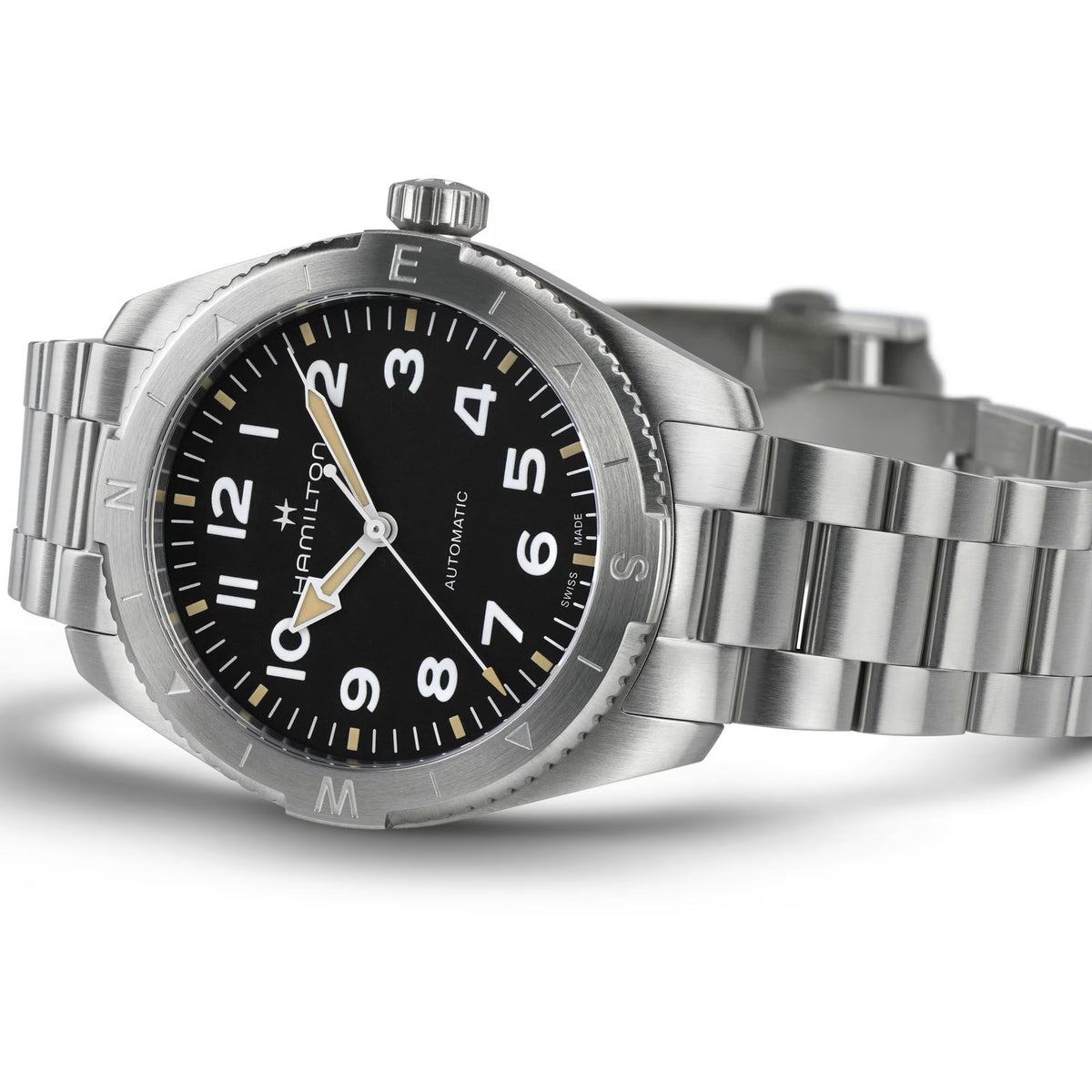 Hamilton automatic watch with a Black dial and stainless steel bracelet