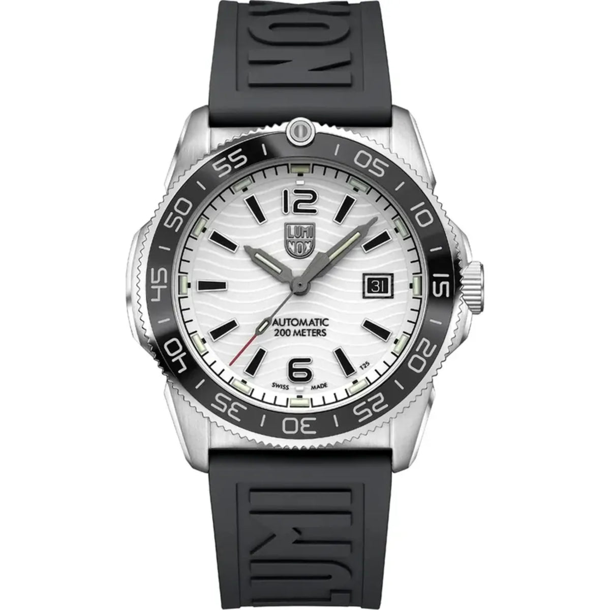 Luminox Pacific Diver automatic men’s watch with black dial, date window, and rubber strap