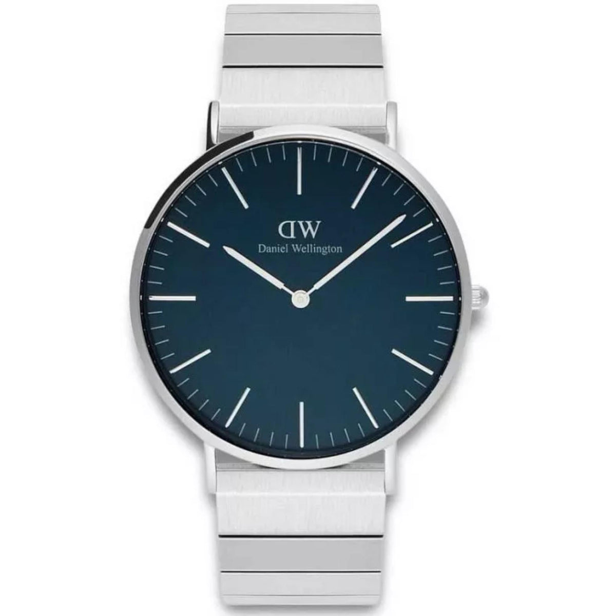Daniel Wellington classic 40mm men's quartz watch with blue dial and steel strap