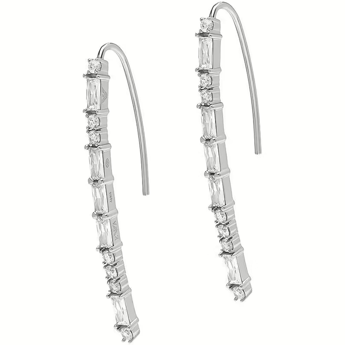Emporio Armani sterling silver drop earrings with rectangular crystal tiers