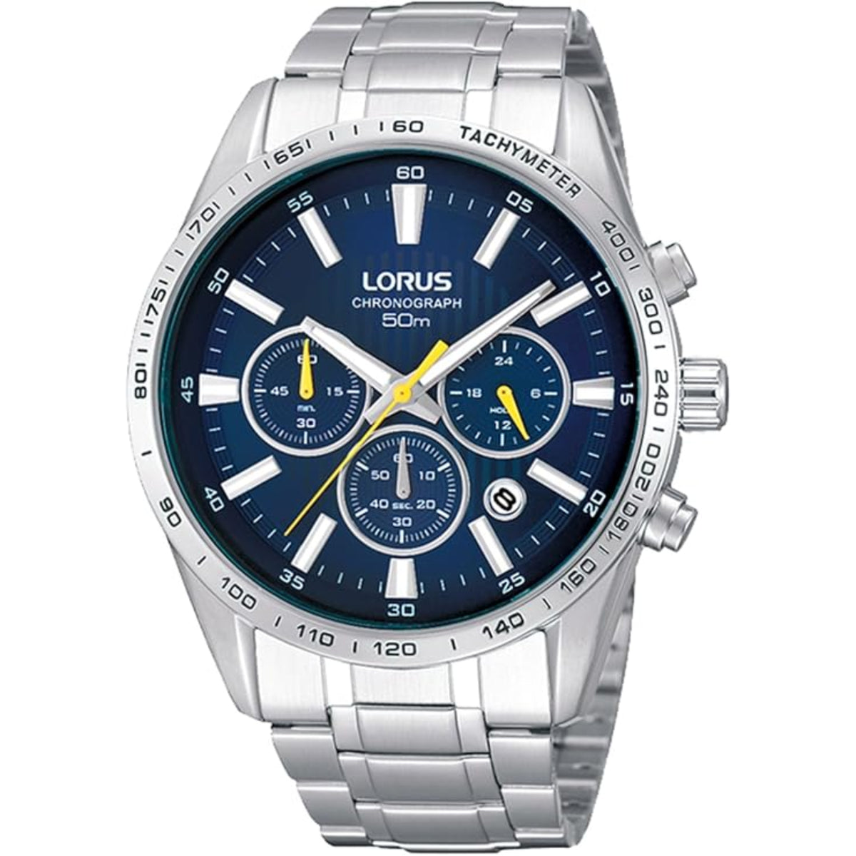 Lorus Sports Black Dial Stainless Steel Blue Dial Men's Watch Chronograph RT321CX9 - WatchNation
