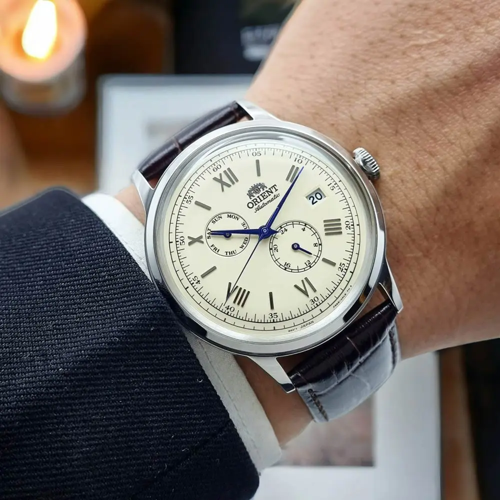Orient Bambino RA-AK0702Y30B on wrist lifestyle view