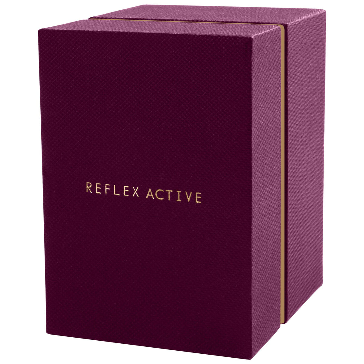 Reflex Active watch gift box in dark purple with gold logo