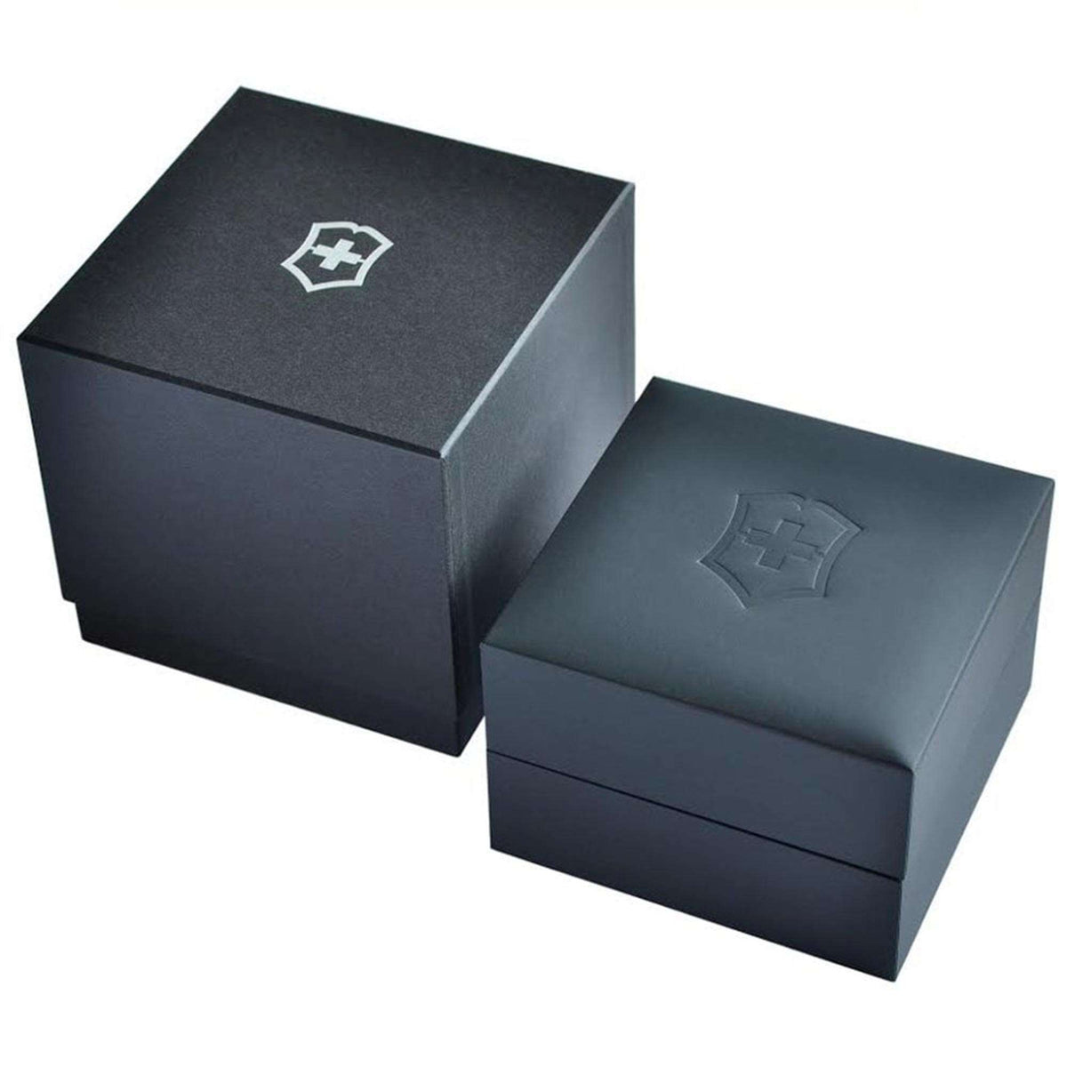 Dark blue Victorinox watch box set with logo on the lid