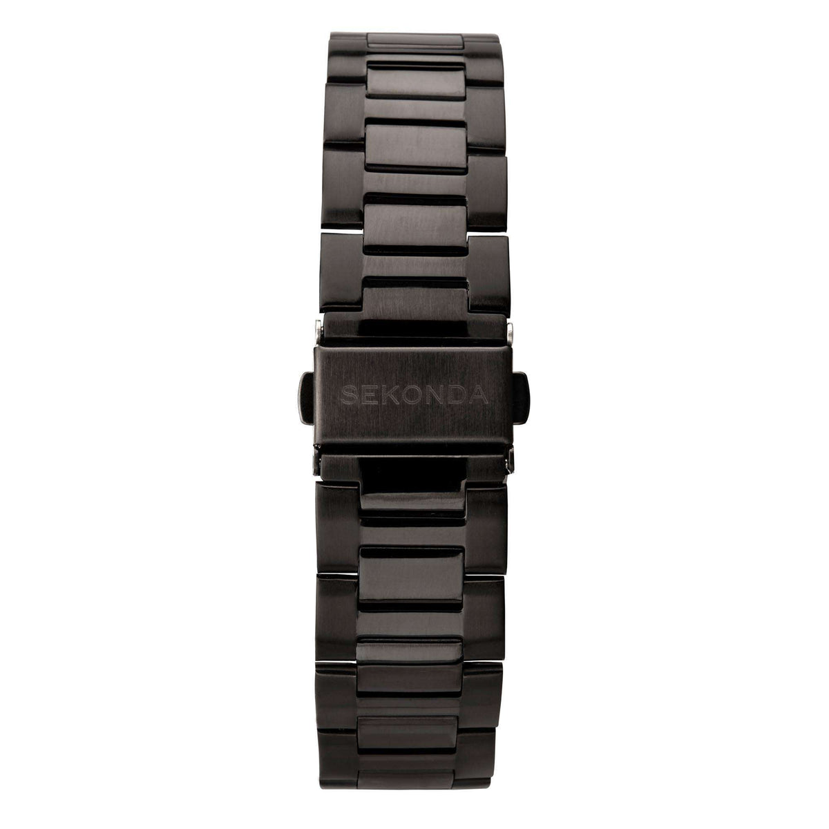 Black stainless steel bracelet with clasp for men's sports quartz watch