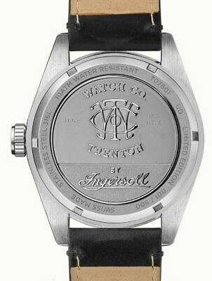 Trenton watch case back with engraved crest and Trenton by Ingersoll, steel