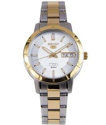 Seiko two-tone stainless ladies watch, white dial with TUE 15 day-date window