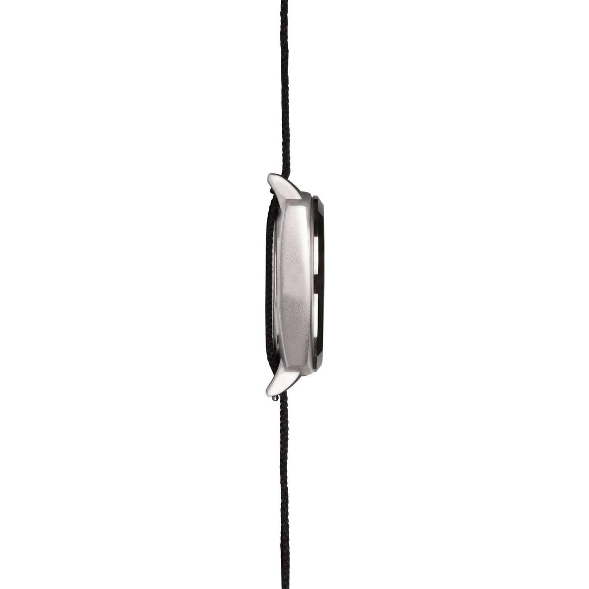Men's Sekonda watch side profile with silver bezel and black fabric strap.