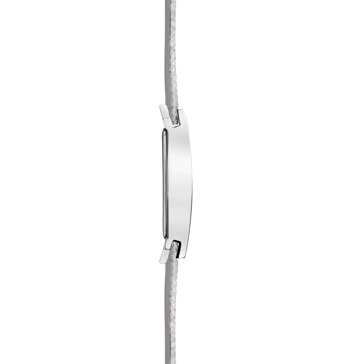 White textured watch strap with silver pin buckle clasp