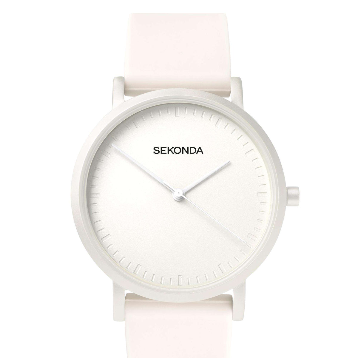 Sekonda ladies quartz watch with white dial and white silicone strap