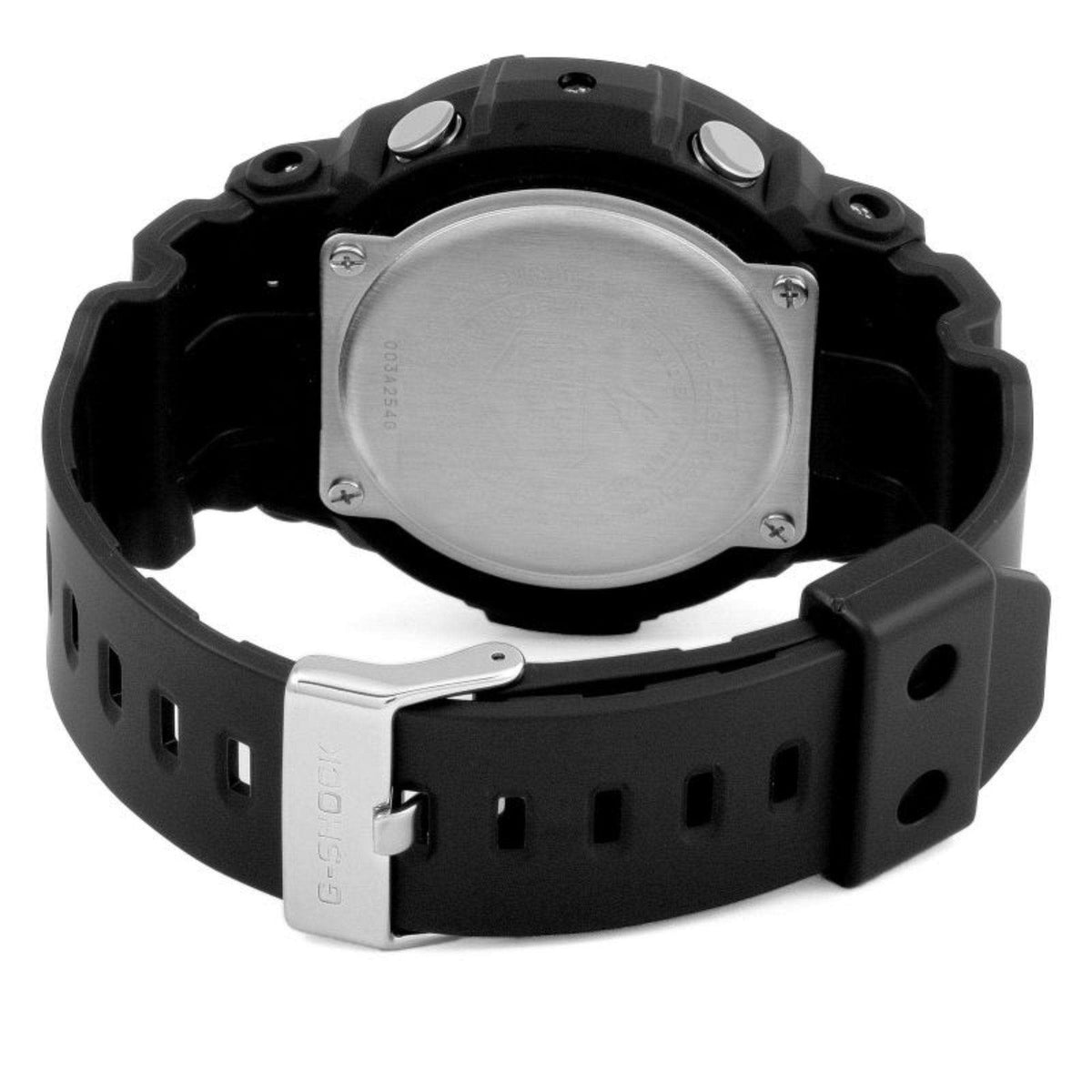 Men's G-Shock Waveceptor watch caseback, silver-toned rear plate and black resin band