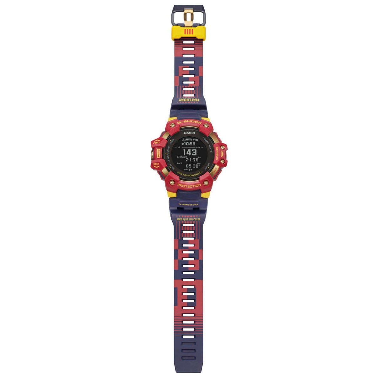 Men's G-Shock smartwatch full view with multicolor strap and round display