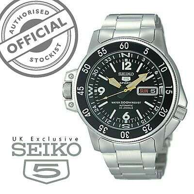 Men's stainless steel sports watch with black dial, yellow accents, and date window