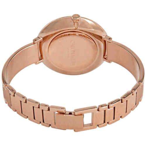 Calvin Klein quartz ladies watch with rose-tone link bracelet and round case back