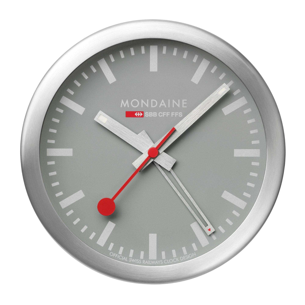 Mondaine Grey Aluminium Clock A997.MCAL.86SBV