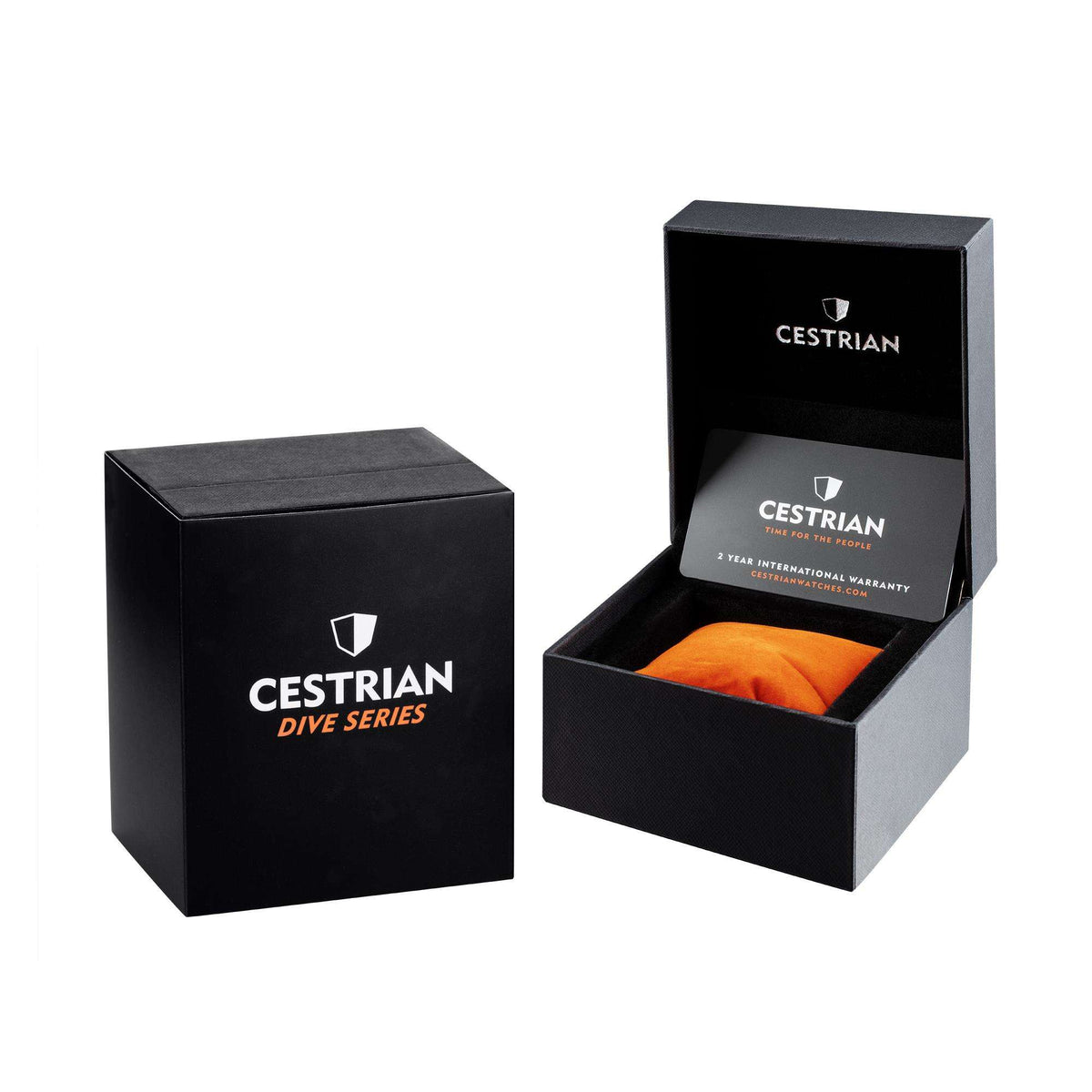 Cestrian dive series watch gift box set with orange cushion