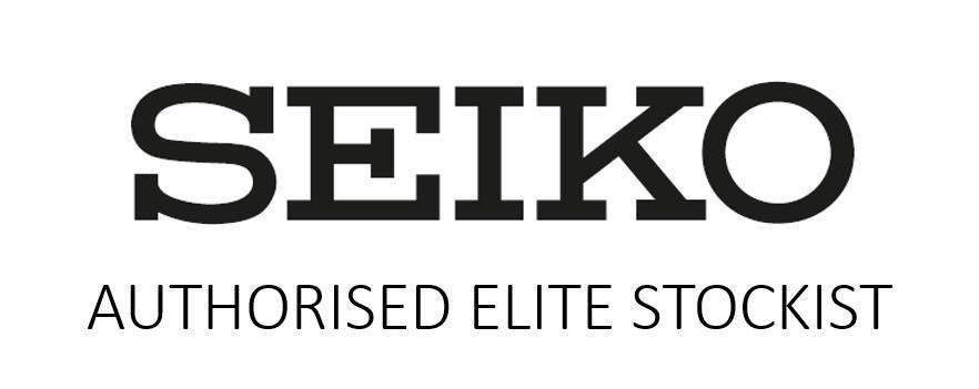 SEIKO AUTHORISED ELITE STOCKIST sign in black and white