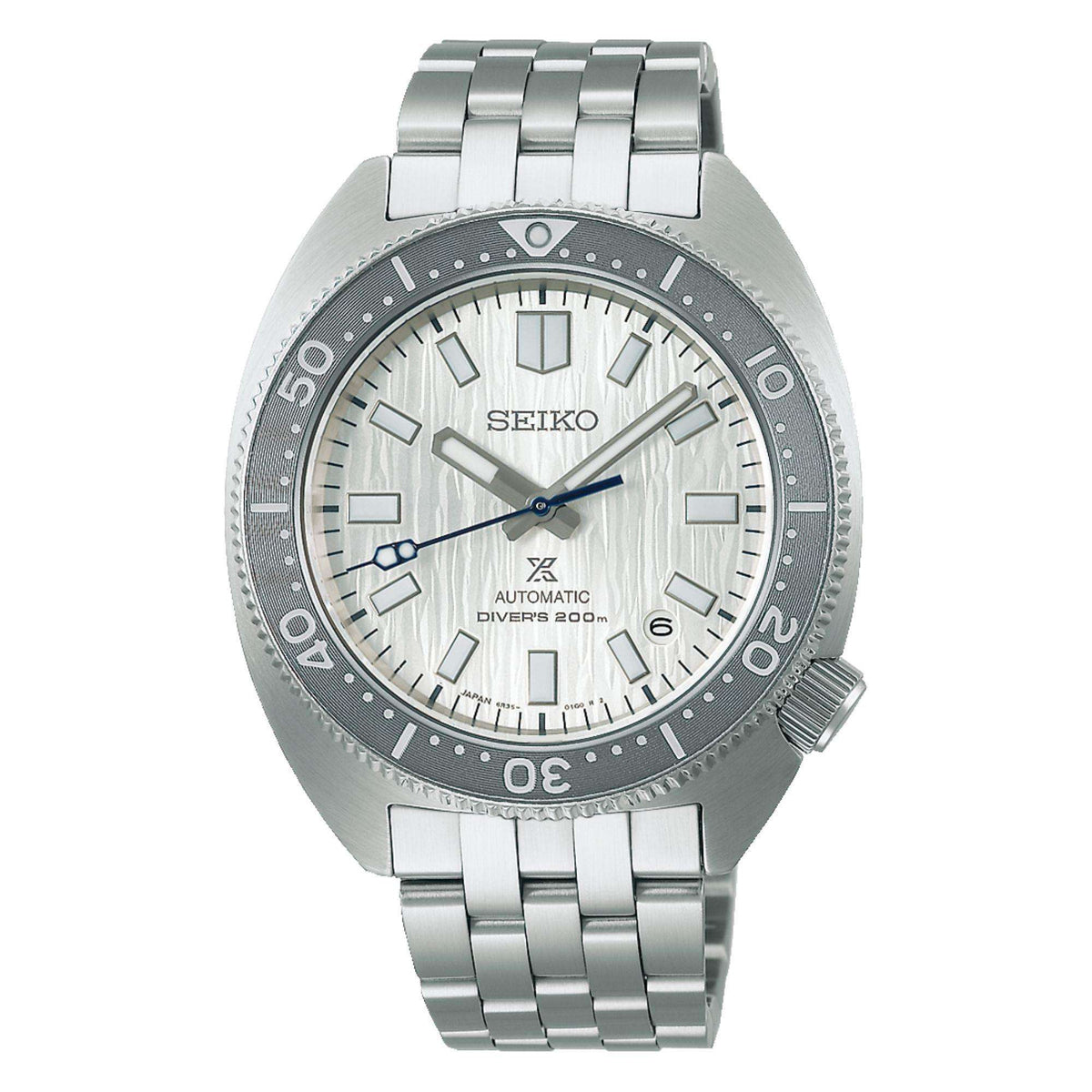 Seiko SPB333J1 watch with a white face on a white background
