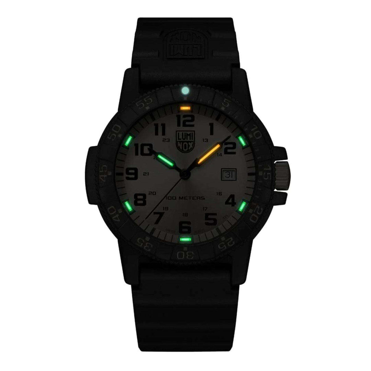 Luminox Leatherback Sea Turtle Giant Series XS.0325.GP night view with glowing tritium illumination tubes