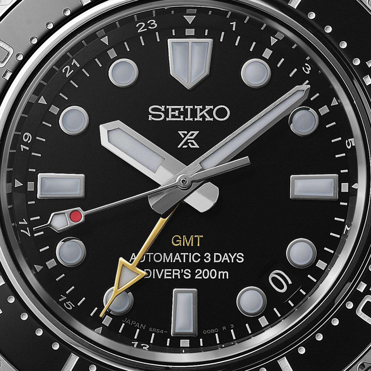 Seiko Prospex SPB383J1 automatic black watch dial close up