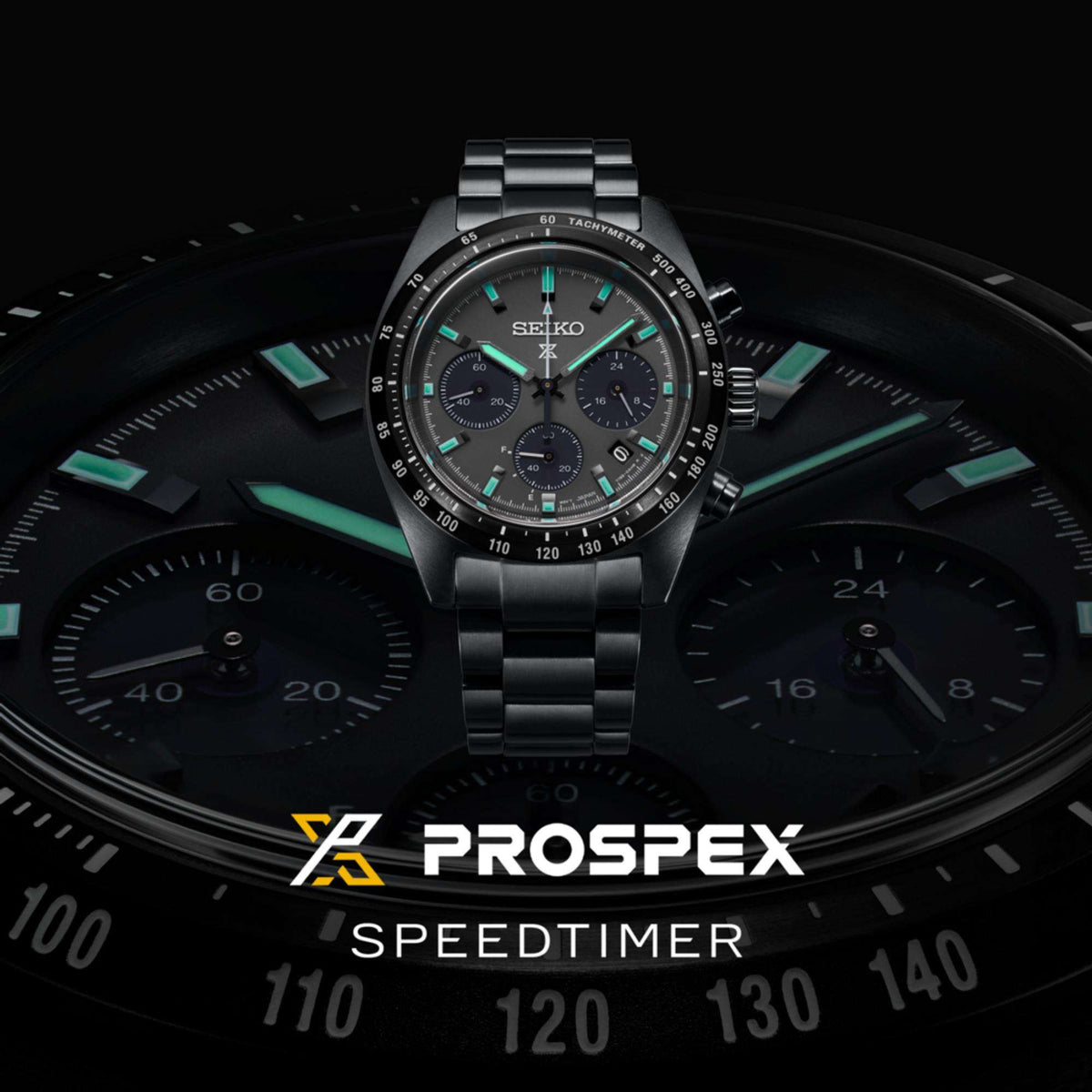 Seiko Prospex 'Black Series' Speedtimer SSC917P1 promotional graphic with Prospex logo