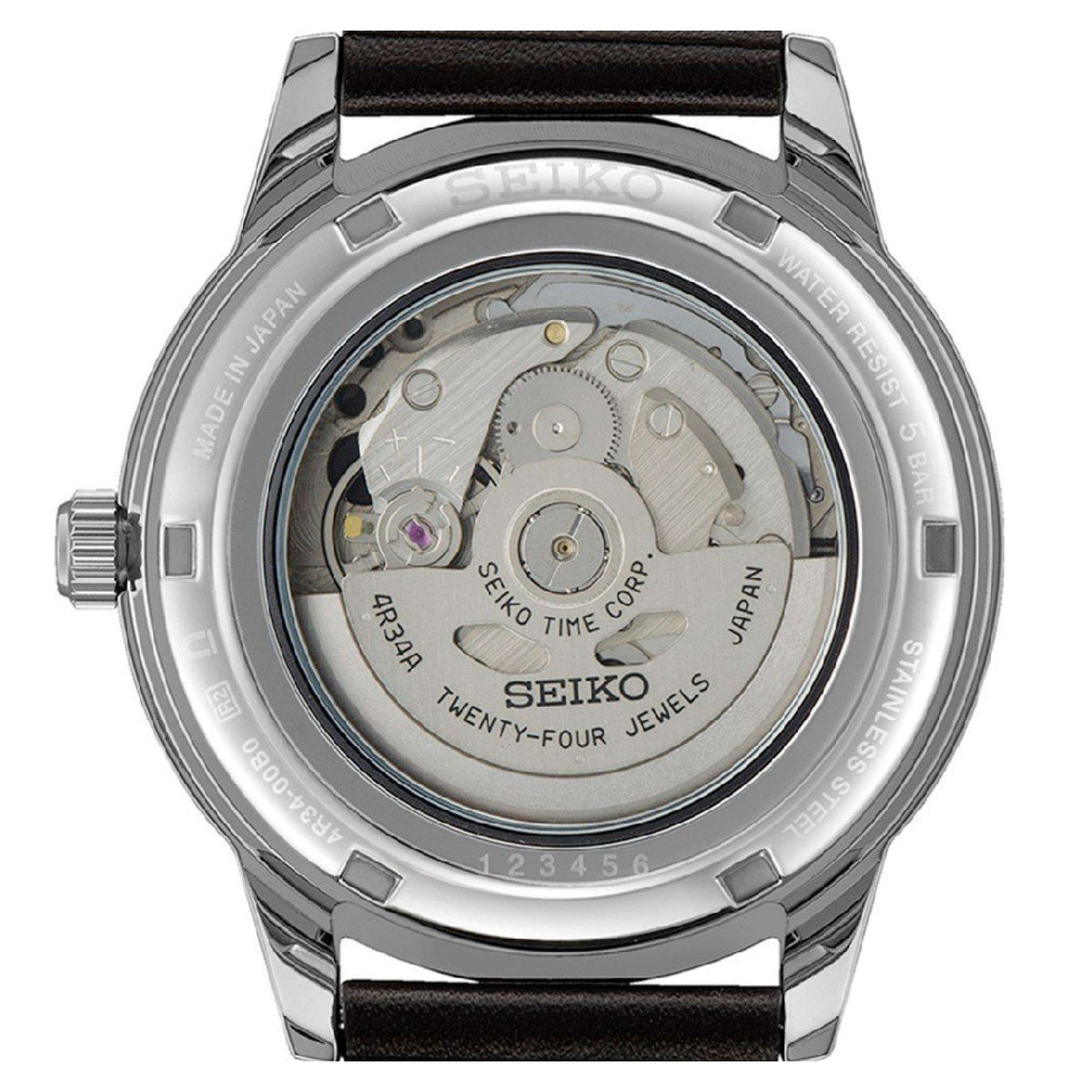 Seiko Presage Stone Style 60s Road Trip GMT SSK011J1 exhibition case back view