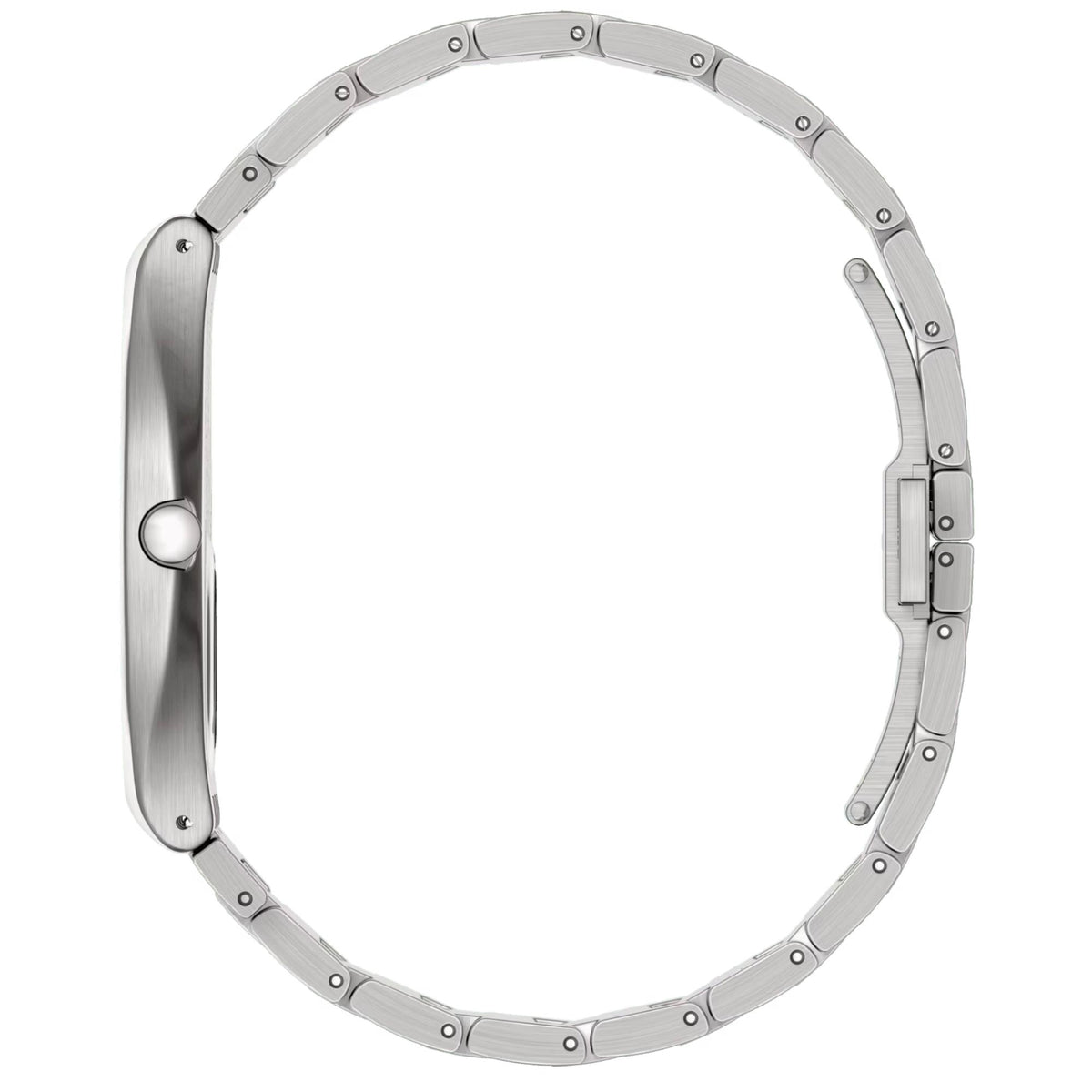 Unisex stainless steel watch with link bracelet and round case, dial not shown