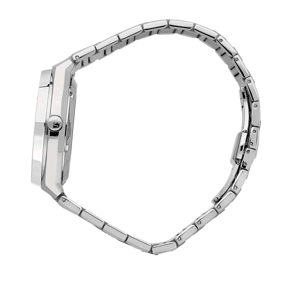 Stainless steel bracelet with linked design for a men's quartz watch