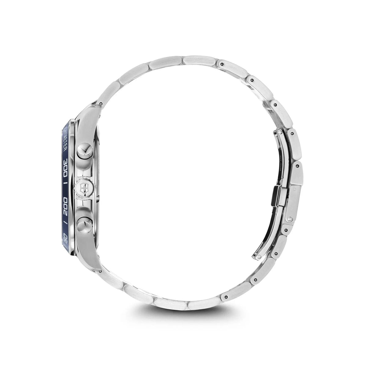 Men's stainless steel watch case and bracelet links side profile
