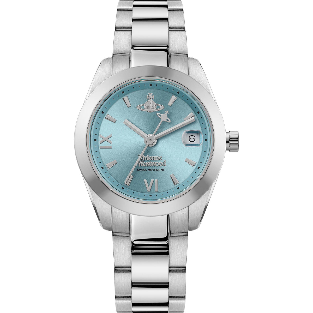 Vivienne Westwood Fenchurch VV292TQSL womens analogue watch with a blue dial and silver stainless steel bracelet