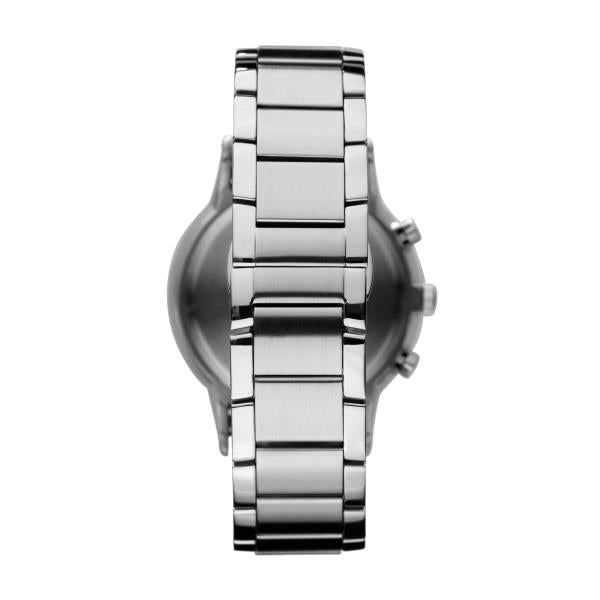 Emporio Armani Renato AR2434 rear view showing solid steel bracelet and case back structure