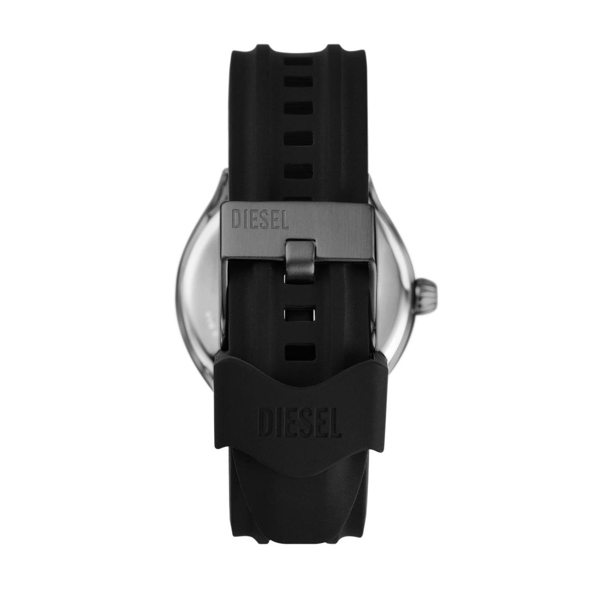 Diesel Streamline 44mm quartz watch with black silicone strap and round metal case