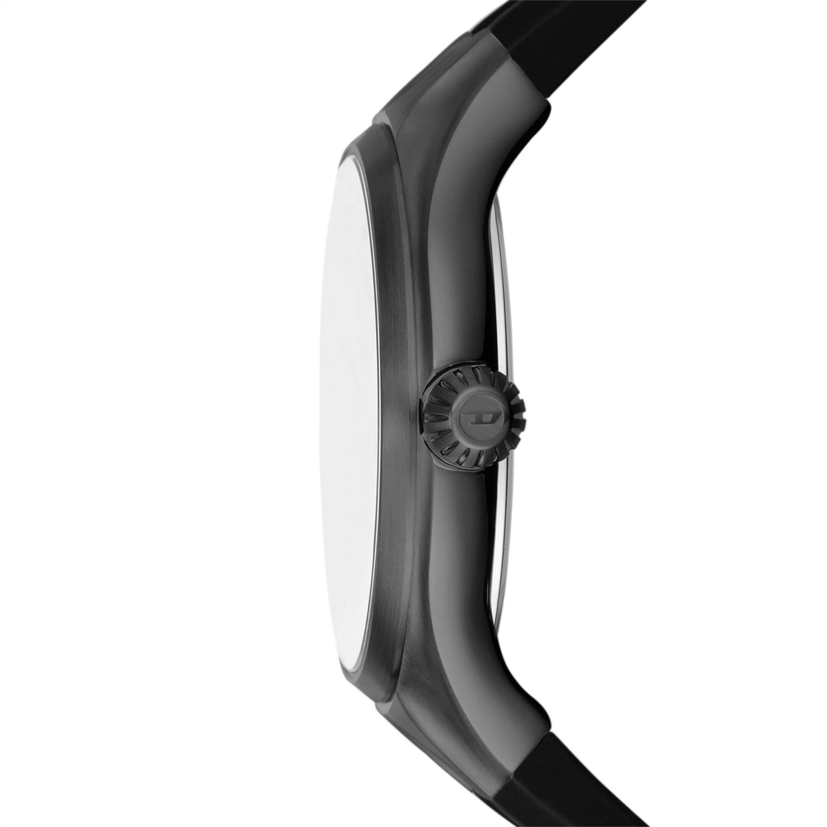 Diesel Streamline 44mm quartz watch in dark metal case with black silicone strap